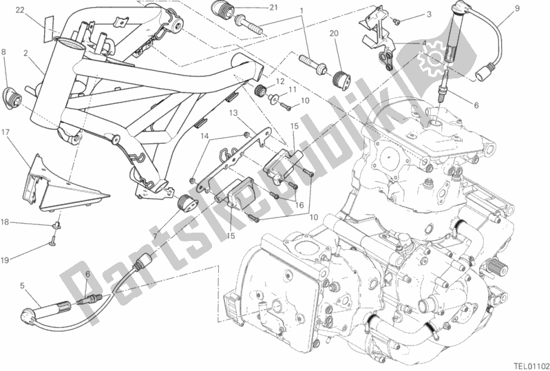 All parts for the Frame of the Ducati Monster 821 USA 2018
